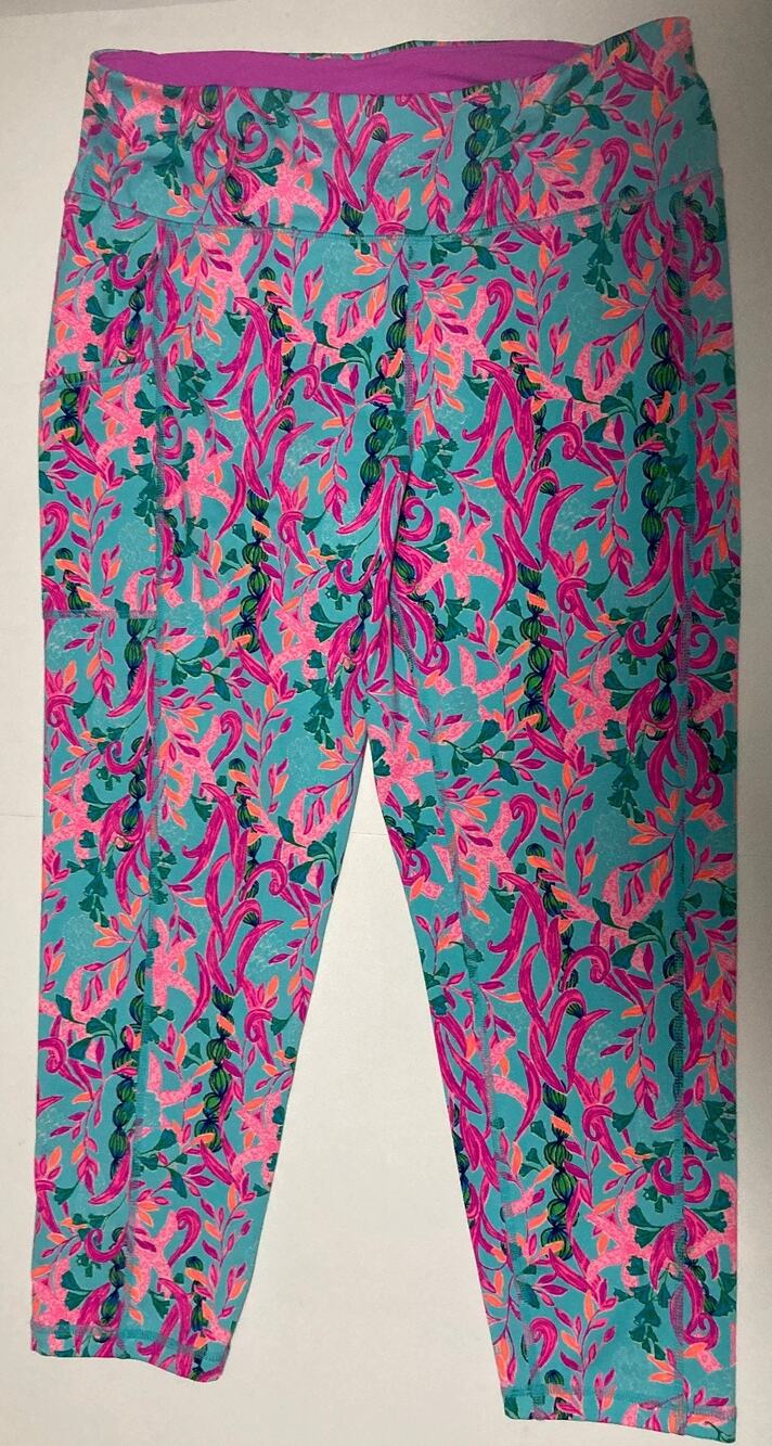 Lilly Pulitzer Luxletic atheletic yoga leggings pants purple blue floral XL